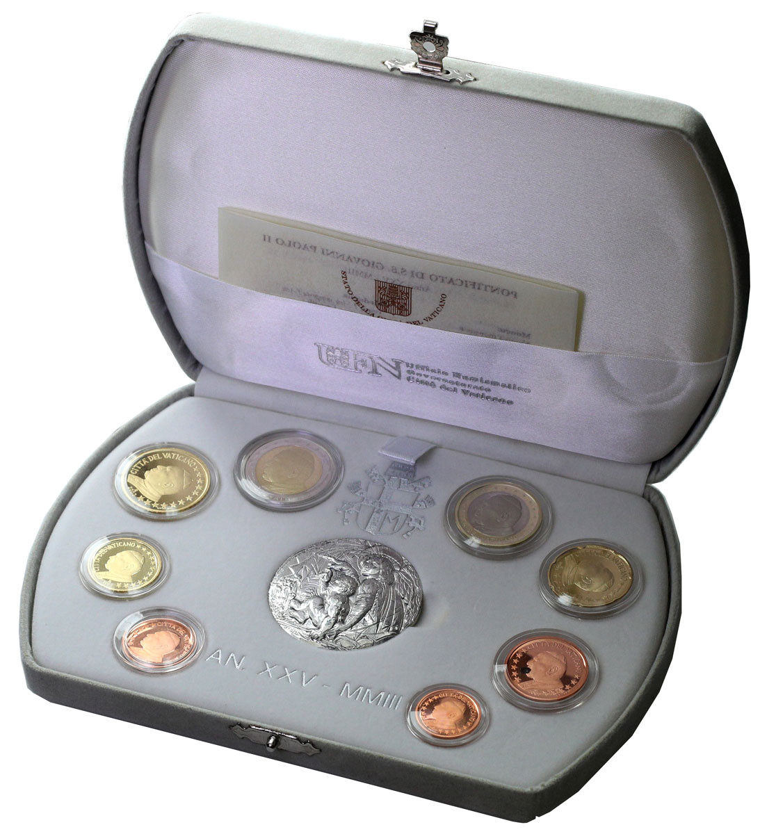 Watykan. Komplet monet Euro 2003 z medalem - Jan Paweł II, 9 sztuk